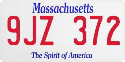 MA license plate 9JZ372