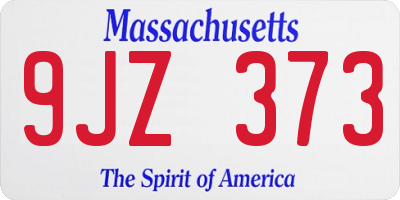 MA license plate 9JZ373