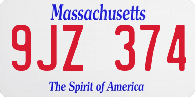 MA license plate 9JZ374