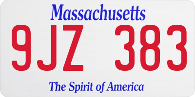 MA license plate 9JZ383