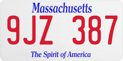 MA license plate 9JZ387