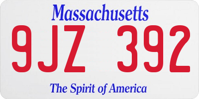 MA license plate 9JZ392