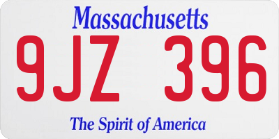 MA license plate 9JZ396
