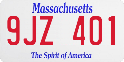 MA license plate 9JZ401
