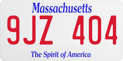 MA license plate 9JZ404