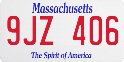 MA license plate 9JZ406