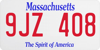 MA license plate 9JZ408