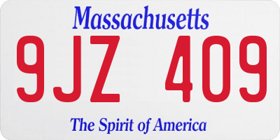 MA license plate 9JZ409