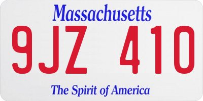 MA license plate 9JZ410