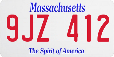 MA license plate 9JZ412