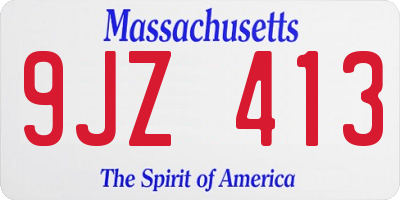 MA license plate 9JZ413