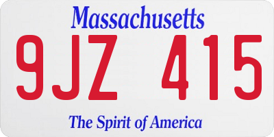 MA license plate 9JZ415