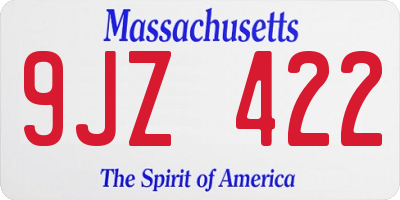 MA license plate 9JZ422
