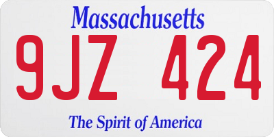 MA license plate 9JZ424