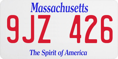 MA license plate 9JZ426