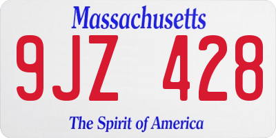 MA license plate 9JZ428