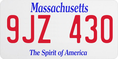 MA license plate 9JZ430