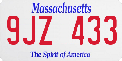 MA license plate 9JZ433