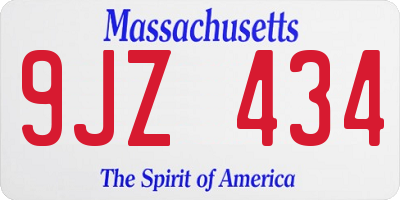 MA license plate 9JZ434