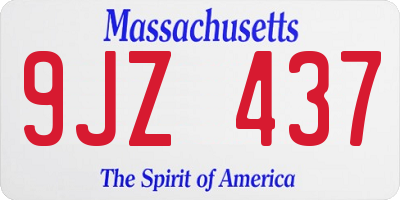 MA license plate 9JZ437