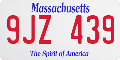 MA license plate 9JZ439