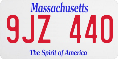 MA license plate 9JZ440