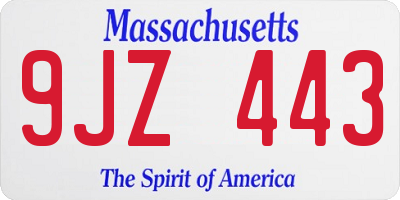 MA license plate 9JZ443