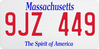 MA license plate 9JZ449