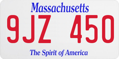 MA license plate 9JZ450