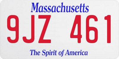 MA license plate 9JZ461