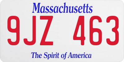 MA license plate 9JZ463