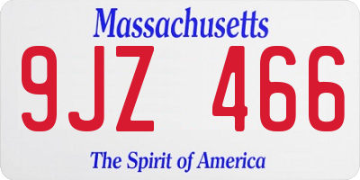 MA license plate 9JZ466