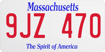 MA license plate 9JZ470