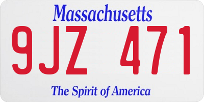 MA license plate 9JZ471