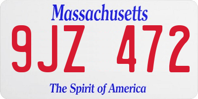 MA license plate 9JZ472