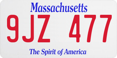 MA license plate 9JZ477