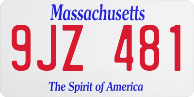 MA license plate 9JZ481