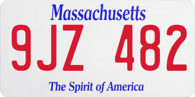 MA license plate 9JZ482