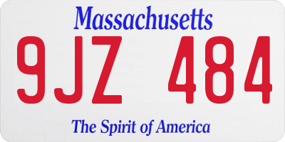 MA license plate 9JZ484