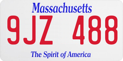 MA license plate 9JZ488