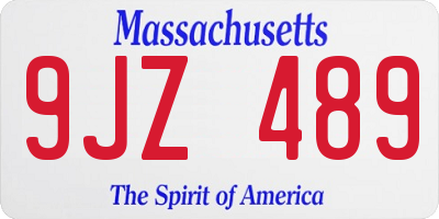 MA license plate 9JZ489