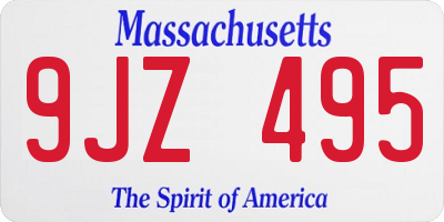 MA license plate 9JZ495