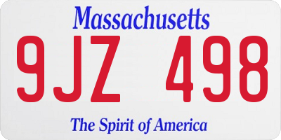 MA license plate 9JZ498