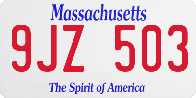 MA license plate 9JZ503
