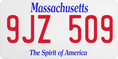 MA license plate 9JZ509