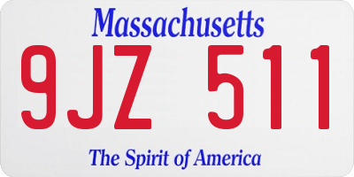 MA license plate 9JZ511
