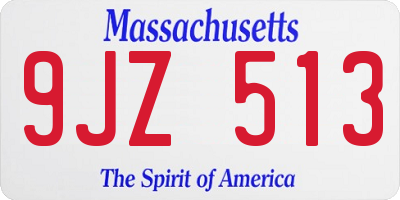 MA license plate 9JZ513