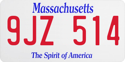 MA license plate 9JZ514