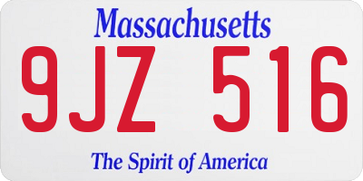 MA license plate 9JZ516