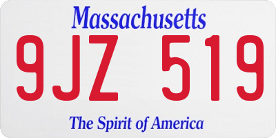 MA license plate 9JZ519